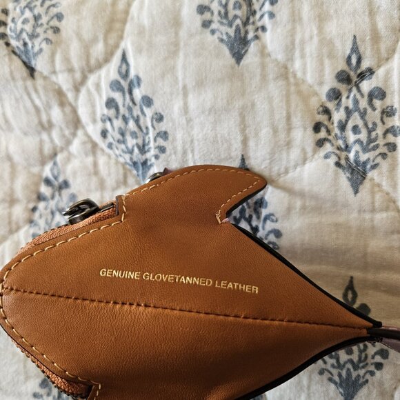 NWT COACH Sharky Coin Case Mini Leather Dark Primrose - Picture 11 of 13